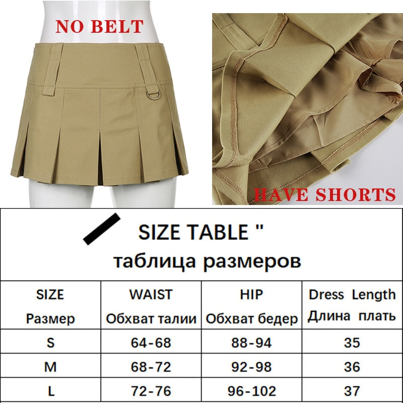 SUCHCUTE Streetwear Cargo Mini Skirts Women Harajuku Vintage 90s Casual Hight Waist Sexy Clubwear Clothes Belt Denim Short Skirt