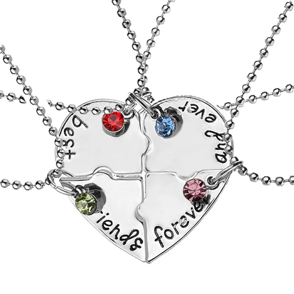 Best Friend 4 Piece Necklace Women Jewelry  BFF Friendship Pendant  Neck Chain Choker Jewelry For Women Gift 2021 Free Shipping