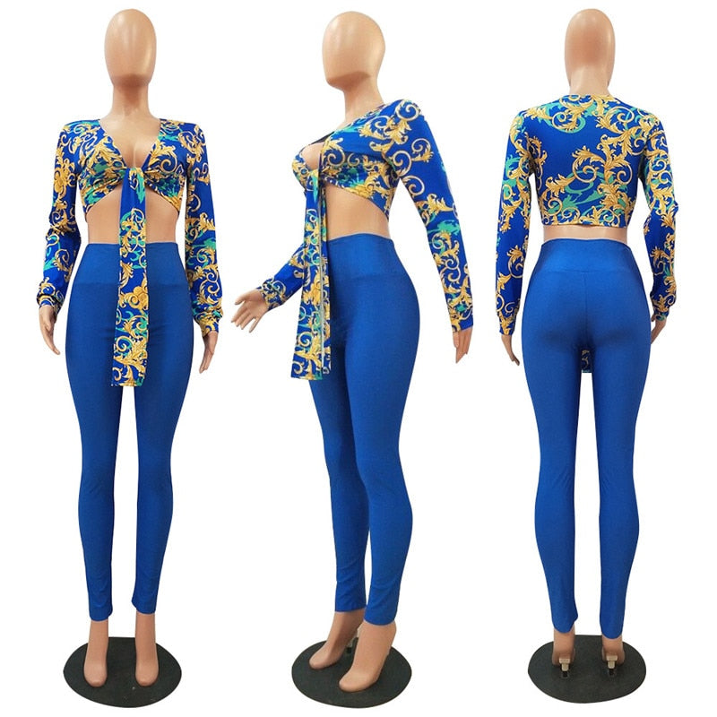 ANJAMANOR 2022 Fall Fashion Two Piece Sets Long Sleeve Crop Top High Waisted Pants Sexy Party Club Outfits D29-DC39