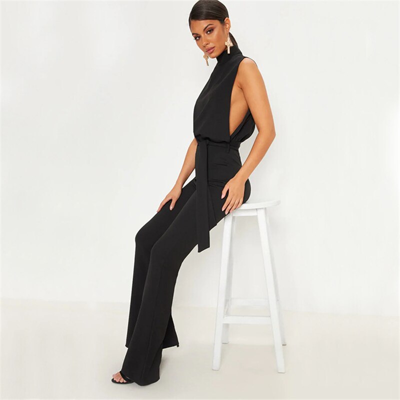 Sexy Club Outfits One Piece Ladies Summer Lucky Label Rumper Baggy Black Jumpsuits Business Elegant Woman Evening Party Clothing
