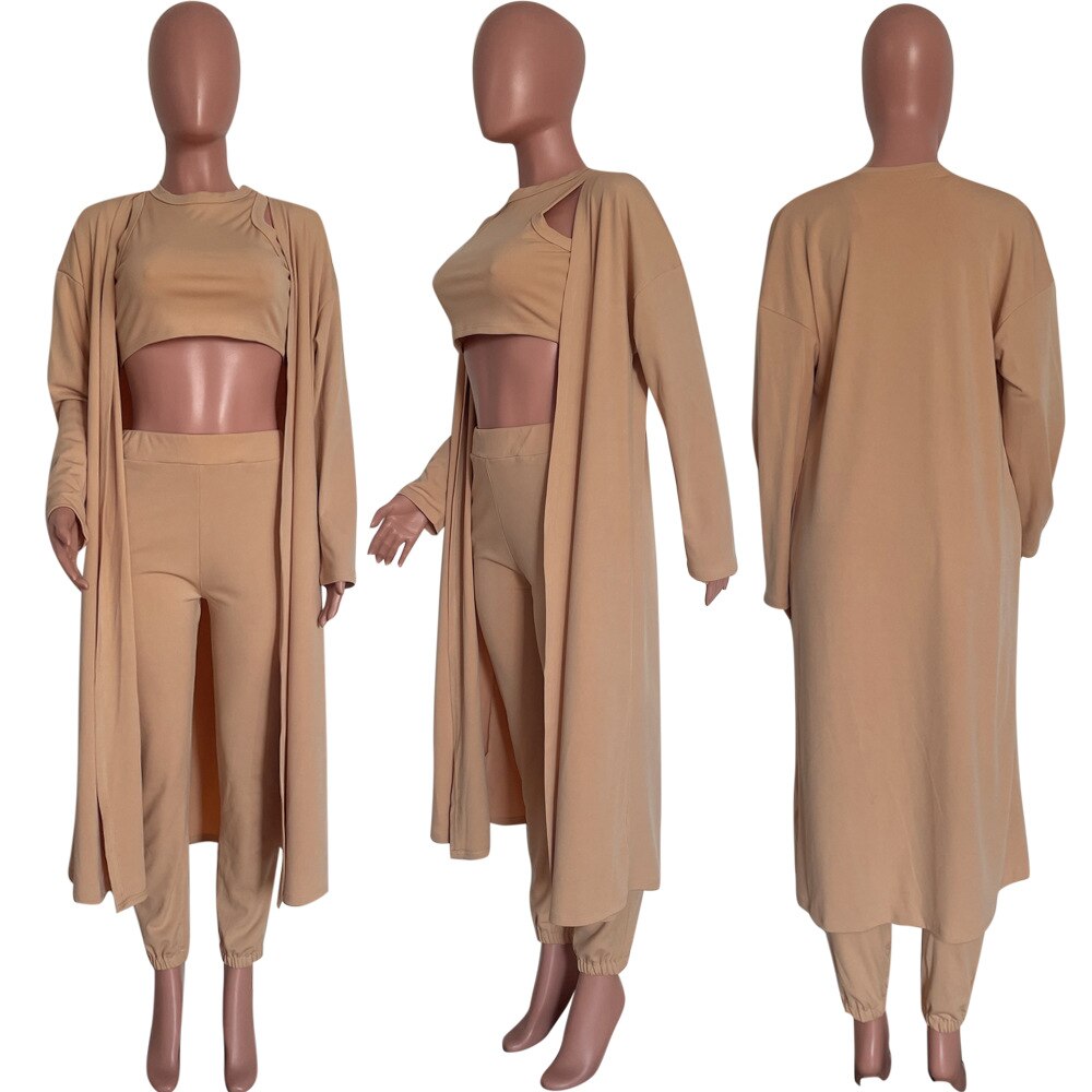 ANJAMANOR 3 Piece Set Cardigan Pants Sets Matching Sets for Women Casual Outfit Fall Winter Clothes Cozy Lounge Wear D22-EB95