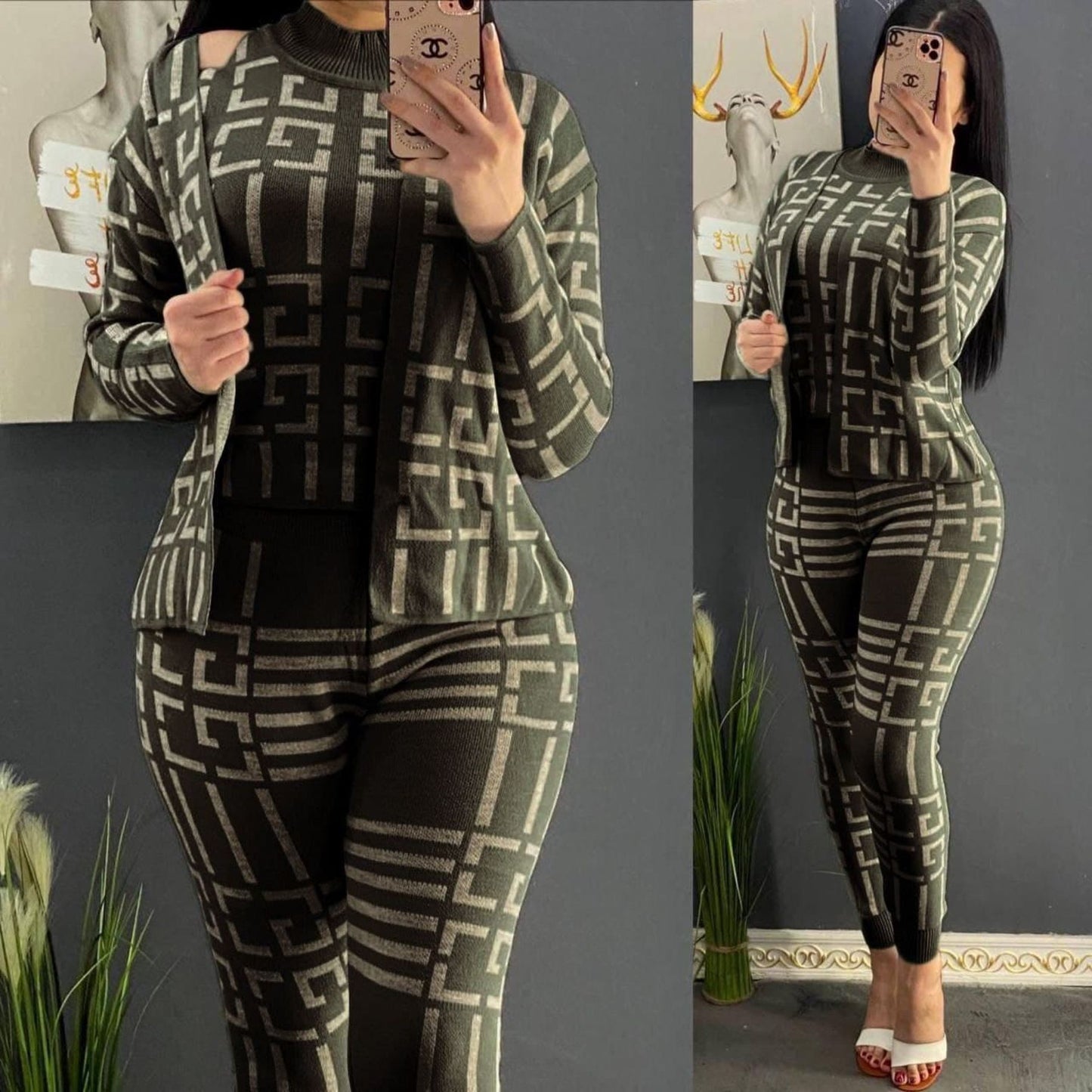 Women's 3 Piece Cardigan Sweater Pant Set Three piece sets womens outfits traf tracksuit women's suit pantsuit trousers Turkey