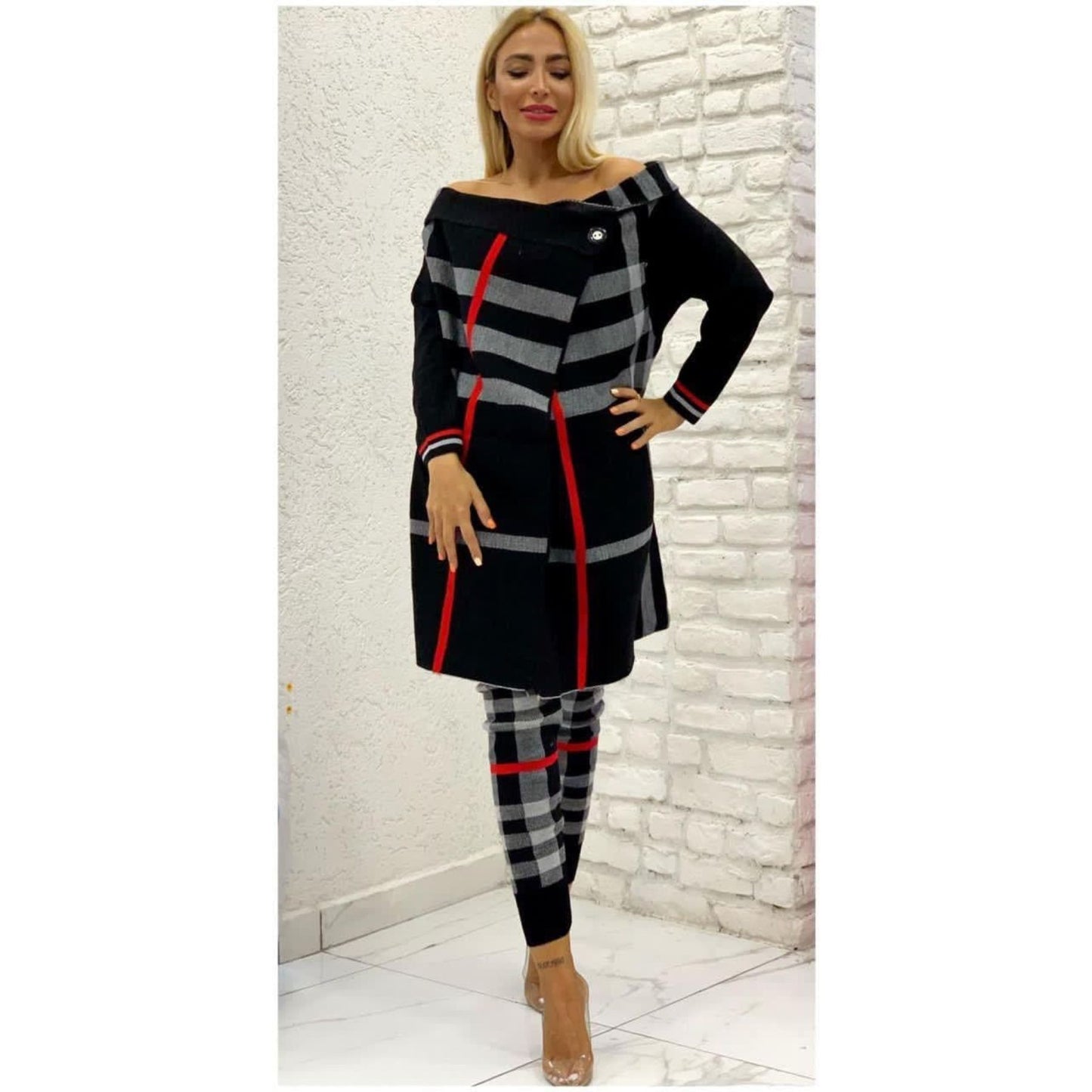 Two Piece Women's Pant Set Suit Knitwear Sweater And Pants Two Piece Sets Womens Outifits flexible Free Size Big Size Tracksuit